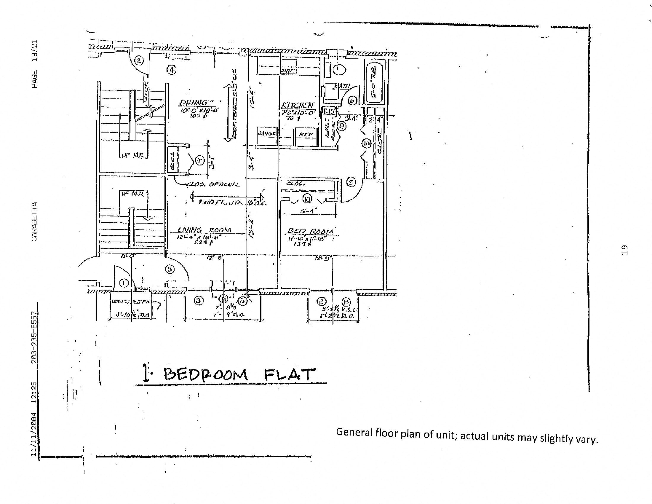 Floor plan for 1 bed, 1 bath